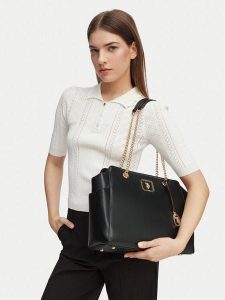 U.S. Polo Assn. Torebka BIUXT8387WVP Czarny. Czarne shopper bag U.S. Polo Assn., bez wzorów, ze skóry, bez dodatków. Za 164,99 zł.