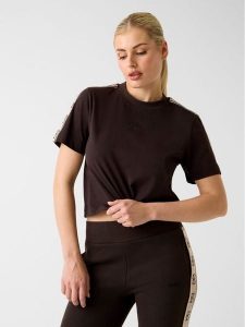 Guess T-Shirt 144851 Brązowy Classic Fit. Brązowe t-shirty Guess, l, z aplikacjami, bez kołnierzyka, bez ramiączek. Za 179,99 zł.