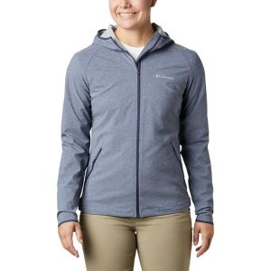 Kurtka Softshell Damska Columbia Heather Canyon. Brązowe kurtki Columbia, s, bez wzorów, z softshellu, z kapturem. W wyprzedaży za 335,45 zł.