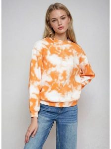 Monki Bluza w kolorze biało-pomarańczowym rozmiar: L. Białe bluzy Monki, l, bez wzorów, bez kaptura. Za 39,99 zł.