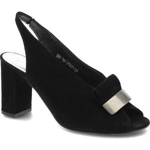 Czarne Sandały Karino Eleganckie Skórzane Buty. Czarne sandały Karino, z aplikacjami, bez obcasa, na obcasie, bez zapięcia. Za 209,00 zł.