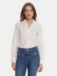 Tommy Hilfiger Koszula WW0WW47169 Biały Regular Fit. Białe koszule TOMMY HILFIGER, bez wzorów, z bawełny, bez kołnierzyka, bez ramiączek. Za 299,99 zł.