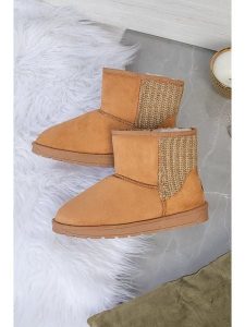 ISLAND BOOT Botki zimowe "Tenny" w kolorze jasnobrązowym rozmiar: 37. Brązowe botki Island Boot, na zimę, bez wzorów, z materiału, bez obcasa, bez zapięcia. Za 122,38 zł.