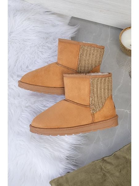 ISLAND BOOT Botki zimowe "Tenny" w kolorze jasnobrązowym rozmiar: 37. Brązowe botki Island Boot, na zimę, bez wzorów, z materiału, bez obcasa, bez zapięcia. Za 143,22 zł.