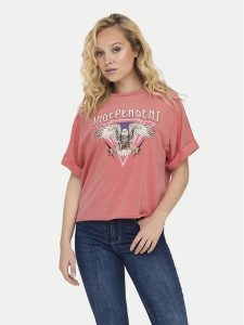 ONLY T-Shirt Lucy 15316637 Różowy Regular Fit. Czerwone t-shirty ONLY, xs, bez wzorów, z bawełny, bez kołnierzyka, bez ramiączek. Za 99,99 zł.