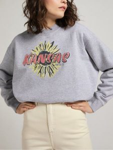 DAMSKA BLUZA LEE CUT & SEW RAGLAN SWS GREY MELE L36UTX37 112107919. Szare bluzy Lee, l, bez wzorów, bez kaptura. Za 169,99 zł.