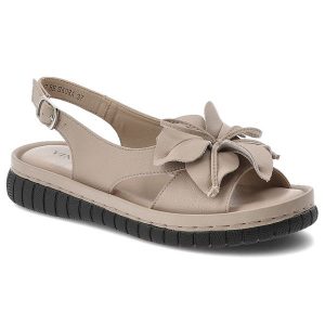 Sandały damskie Vinceza, cholewka ze skóry naturalnej licowej zapinane na sprzączkę, beżowe, 66917. Brązowe sandały VINCEZA, z aplikacjami, ze skóry, bez obcasa, bez zapięcia. Za 169,00 zł.