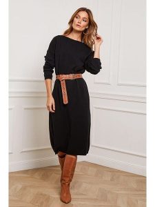 Joséfine Sukienka dzianinowa "Estudiente" w kolorze czarnym rozmiar: XL. Czarne sukienki Joséfine, xl, bez wzorów, z dzianiny, bez kołnierzyka, bez ramiączek, maxi. Za 215,95 zł.