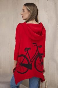 Bluza z nadrukiem roweru czerwona. Czerwone bluzy KESI, l, bez wzorów, z bawełny, z kapturem. Za 218,51 zł.