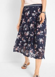 Spódnica siatkowa midi z elastycznym pasem. Niebieskie spódnice bonprix, bez wzorów, midi. Za 129,99 zł.