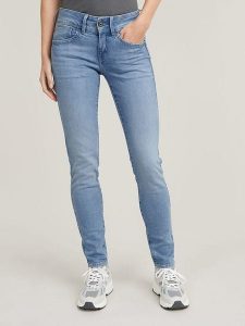 G-Star Dżinsy - Skinny fit - w kolorze błękitnym rozmiar: W27/L30. Niebieskie jeansy G-Star, z aplikacjami. Za 252,71 zł.