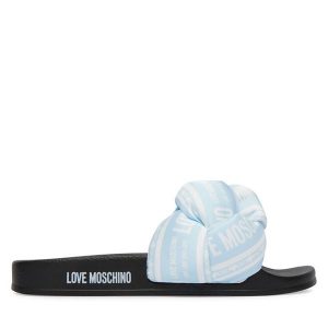 Klapki LOVE MOSCHINO. Niebieskie klapki LOVE MOSCHINO, bez wzorów, bez obcasa. Za 481,99 zł.