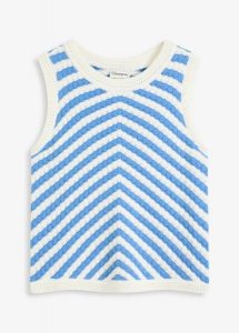 Top dzianinowy. Żółte topy bonprix, bez wzorów, z dzianiny, eleganckie, bez kołnierzyka, bez ramiączek. Za 44,99 zł.