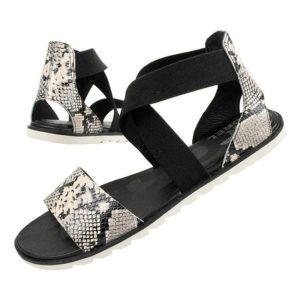 Sandały Sorel Ella Ii Sandal NL4043-010 czarne. Czarne sandały bez wzorów, z gumy, bez obcasa, bez zapięcia. Za 212,19 zł.
