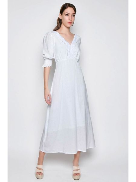 Tarifa Sukienka w kolorze białym rozmiar: L. Białe sukienki Tarifa, l, bez wzorów, z bawełny, bez kołnierzyka, bez ramiączek, maxi. Za 87,40 zł.