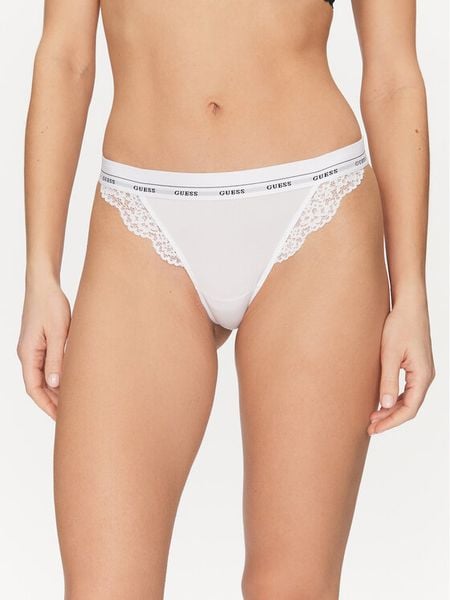 Guess Figi brazylijskie O4YE00 PZ01C Biały. Białe figi Guess, z aplikacjami, z syntetyku. Za 118,99 zł.