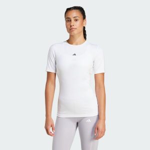 Koszulka Techfit Training. Białe bluzki ADIDAS, l, bez wzorów, z dzianiny, sportowe, bez kołnierzyka, bez ramiączek. Za 169,00 zł.