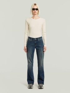G-Star Dżinsy - Bootcut fit - w kolorze granatowym rozmiar: W31/L34. Niebieskie jeansy G-Star, z aplikacjami, ze skóry, z podwyższonym stanem. Za 239,95 zł.
