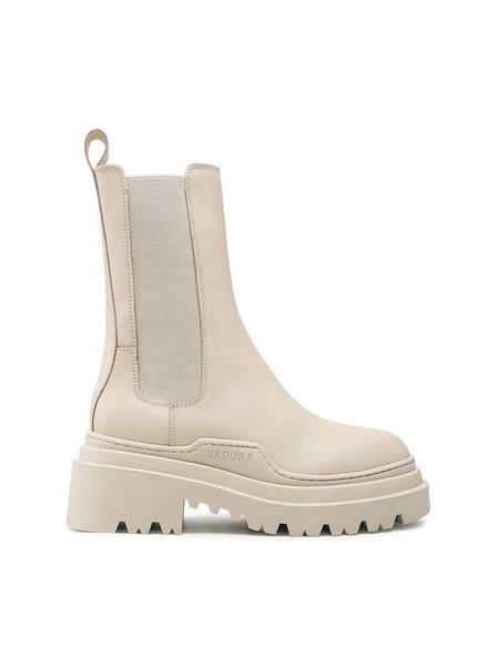 Badura Sztyblety 2131 Beżowy. Brązowe botki Badura, bez wzorów, ze skóry, bez obcasa, na płaskiej podeszwie, bez zapięcia. Za 449,99 zł.