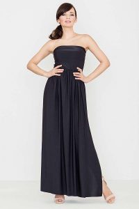 Czarna Zmysłowa Gorsetowa Maxi Sukienka. Czarne sukienki Katrus, l, bez wzorów, z bawełny, bez kołnierzyka, bez ramiączek, maxi, gorsetowe. Za 259,00 zł.