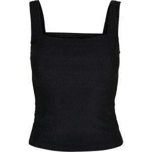Damski tank top Urban Classics ladies squard neckline rib(GT). Czarne topy Urban Classics, bez wzorów, bez kołnierzyka, bez ramiączek. Za 152,50 zł.