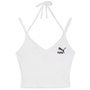 Podkoszulek Puma Classics Ribbed Crop Top, Kobiety. Białe topy Puma, bez wzorów, z bawełny, sportowe, bez kołnierzyka, bez ramiączek. Za 190,00 zł.