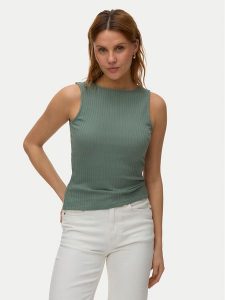 Vero Moda Top Ruby 10342997 Zielony Slim Fit. Zielone topy Vero Moda, xl, bez wzorów, z bawełny, bez kołnierzyka, bez ramiączek. Za 79,99 zł.
