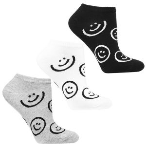 Stopki Z Uśmiechem Damskie Moraj Mix Kolor 3 Pary. Czarne skarpetki Moraj, bez wzorów, z materiału. Za 24,99 zł.