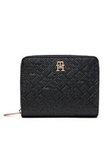 Tommy Hilfiger Portfel Th Icon Med Za Flap Mono AW0AW17743 Czarny. Czarne portfele TOMMY HILFIGER, bez wzorów, ze skóry. Za 249,99 zł.