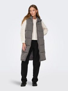 ONLY Kamizelka pikowana w kolorze szarym rozmiar: XL. Szare kamizelki ONLY, xl, bez wzorów, bez kołnierzyka, bez ramiączek, bez kaptura. Za 105,38 zł.