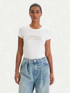 Armani Exchange T-Shirt XW001837 AF16294 U0002 Biały Slim Fit. Białe t-shirty Armani Exchange, m, bez wzorów, z bawełny, bez kołnierzyka, bez ramiączek. Za 299,99 zł.