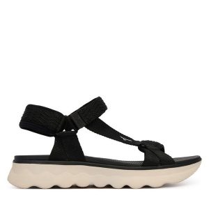 Sandały Tamaris. Czarne sandały Tamaris, bez wzorów, bez obcasa, na płaskiej podeszwie, bez zapięcia. Za 299,99 zł.