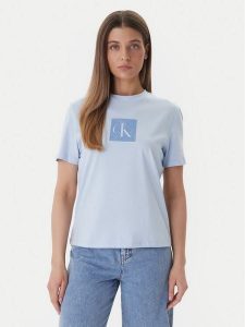 Calvin Klein Jeans T-Shirt LV047F819G Niebieski Classic Fit. Niebieskie t-shirty Calvin Klein Jeans, l, bez wzorów, z bawełny, bez kołnierzyka, bez ramiączek. Za 129,99 zł.
