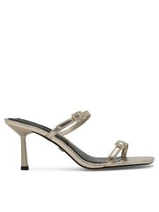 Nine West Klapki ZL23005-1CC Złoty. Żółte klapki Nine West, bez wzorów, ze skóry, bez obcasa. Za 143,99 zł.