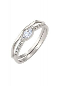 Elli Pierścionek Damski Kryształami szklanymi 925 Sterling Silver Pierścionki 1 ct. Szare pierścionki Elli, srebrne. Za 163,99 zł.