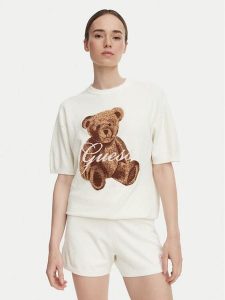 Guess T-Shirt O6BR03 Z1145 Kremowy Regular Fit. Białe t-shirty Guess, s, z aplikacjami, z syntetyku, bez kołnierzyka, bez ramiączek. Za 234,99 zł.