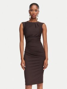 Rinascimento Sukienka koktajlowa CFC0130327003 Brązowy Slim Fit. Brązowe sukienki Rinascimento, s, bez wzorów, z syntetyku, wizytowe, bez kołnierzyka, bez ramiączek. Za 529,99 zł.