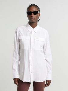 G-Star Koszula w kolorze białym rozmiar: XXS. Białe koszule G-Star, xxs, bez wzorów, bez kołnierzyka, bez ramiączek. Za 187,99 zł.