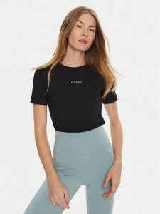 Guess T-Shirt Marika V4YI22 KCD02 Czarny Regular Fit. Czarne t-shirty Guess, m, z aplikacjami, z syntetyku, bez kołnierzyka, bez ramiączek. Za 139,99 zł.
