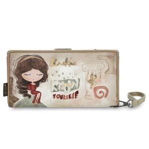 Beżowy Duży Damski Portfel Anekke Muse. Brązowe portfele Anekke, z aplikacjami. Za 199,00 zł.