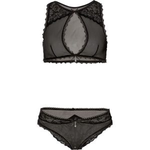 Biustonosz + figi "ouvert (2 części) bonprix czarny. Figi marki bonprix. Za 54,99 zł.