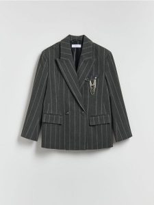 Marynarka z wiskozą - ciemnoszary. Szare marynarki i żakiety Reserved, l, bez wzorów, z tkaniny. Za 279,99 zł.