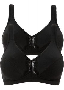 Biustonosz bez fiszbinów z bawełną organiczną (2 szt.). Białe biustonosze bonprix, z aplikacjami, z bawełny. Za 92,99 zł.