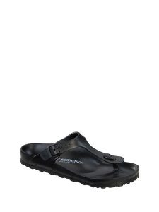 Birkenstock Japonki w kolorze czarnym rozmiar: 39. Czarne klapki Birkenstock, bez wzorów, z otwartym noskiem, bez obcasa. Za 184,46 zł.