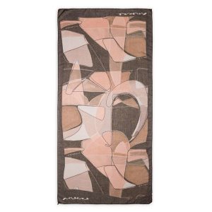 Szal damski Anekke, wykonany z lekkiego materiału tekstylnego z abstrakcyjnym, artystycznym wzorem, brązowy, 42480-051. Brązowe szaliki Anekke, z aplikacjami. Za 119,00 zł.