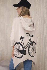 Bluza z nadrukiem roweru beżowa. Brązowe bluzy KESI, l, bez wzorów, z bawełny, z kapturem. Za 218,51 zł.