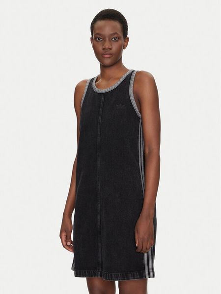 Adidas Sukienka jeansowa adicolor Denim 3-Stripes JD3108 Czarny Slim Fit. Czarne kombinezony ADIDAS, l, bez wzorów, z bawełny, bez kołnierzyka, bez ramiączek. Za 209,99 zł.