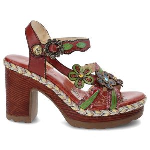 Czerwone Sandały Laura Vita Eleganckie Obuwie Damskie Na Obcasie. Czerwone sandały LAURA VITA, bez wzorów, bez obcasa, na koturnie, bez zapięcia. Za 289,00 zł.