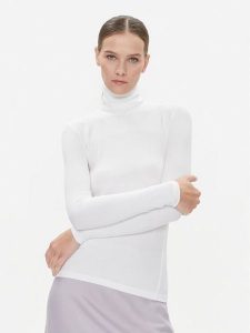 Calvin Klein Golf K20K206053 Biały Slim Fit. Białe golfy Calvin Klein, bez wzorów. Za 239,99 zł.