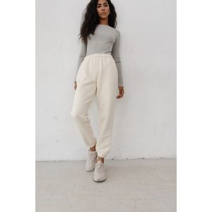 Spodnie dresowe w kolorze LIGHT BEIGE - JOLLY. Brązowe spodnie dresowe Marsala, s, bez wzorów, z bawełny. Za 249,90 zł.